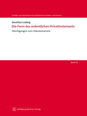 cover image of Die Form des ordentlichen Privattestaments